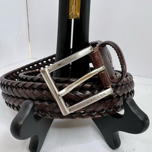 Fossil Men's Dark Brown Braided Leather Belt Casual